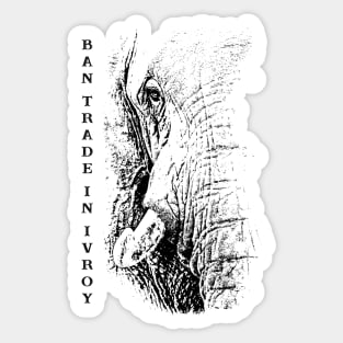 African Elephant "Ban Trade in Ivory" Sticker